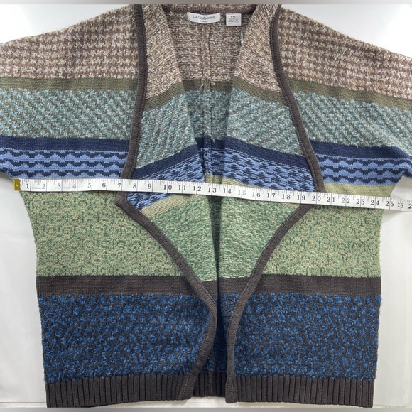 LIZ CLAIBORNE PETITE GREEN AND BLUE OPEN FRONT CARDIGAN SIZE PXL - Picture 7 of 10